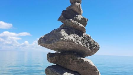 Ebenezer Stones stacked on Mackinac Island.
