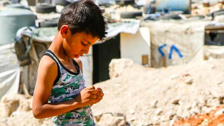 A child in a refugee camp in Lebanon