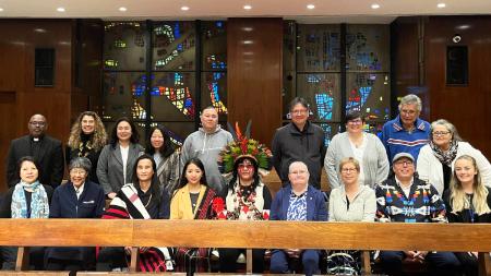 World Communion of Reformed Churches Indigenous informants for the ongoing impact of the Doctrine of Discovery gather for a photo. 