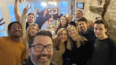 Phil Covert (front and center) with artists.