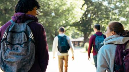Students on Calvin University’s campus.