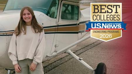 Ava Ibrahim, a sophomore from Whitinsville, Mass., is a part of the recently added aerospace engineering program at Calvin University.