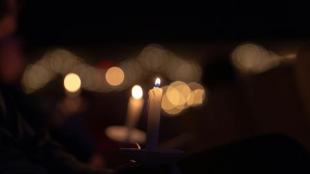 A prayer vigil candle