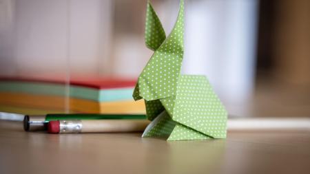 A paper origami bunny