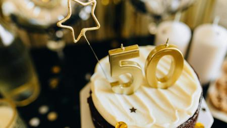 Birthday cake with 50 candles