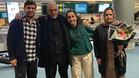 Hassina and Wali with her parents upon arrival in Canada