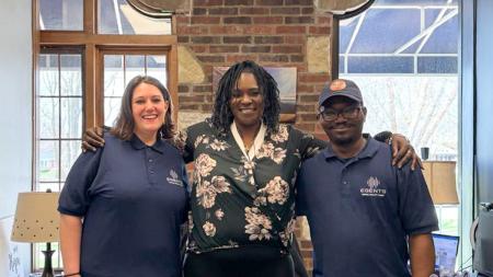 Ashley and Shalom with Dewoun Hayes, former assistant director of advancement services and director of the SALT Program at Trinity.