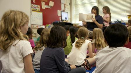 Kids sitting in a classroom
