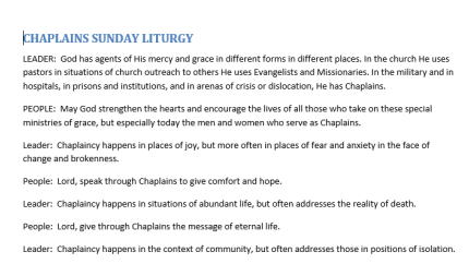 Chaplains Sunday Liturgy