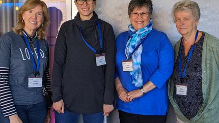 Members from Hebron CRC, Whitby, Ont. (l-r: Nancy McGee, Laura Willet, Barb Willet, and Mary Hosmar) attended the first Generation Spark binational gathering in October 2022.