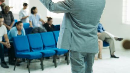 Preacher in front of congregation`