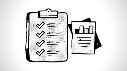 sketch of a clipboard with checklist attached