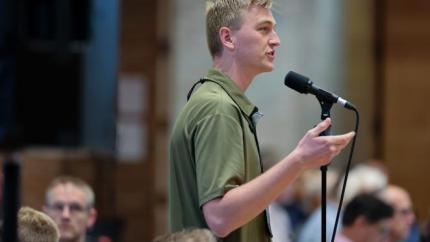 Synod 2026 delegate in debate