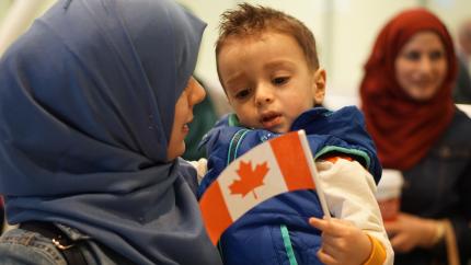 Shahla and Khaled, age 2, on their arrival in Toronto in November 2016. 