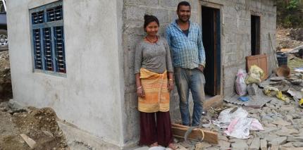 A newly constructed home for earthquake survivors.