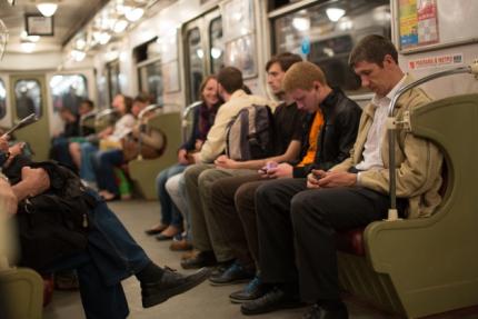 Photo shows a subway line, not a bus line, in Kiev