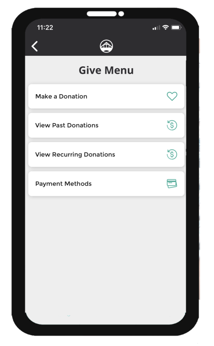 Bridge App Donation Menu
