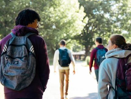Students on Calvin University’s campus.