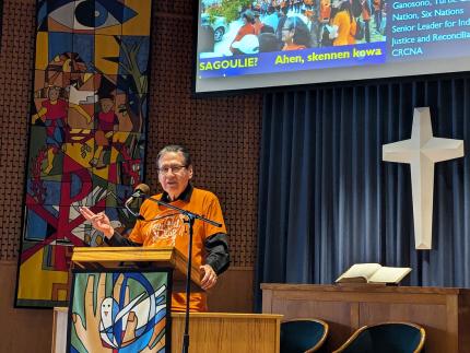 Adrian Jacobs spoke at Willowdale CRC as part of the National Day for Truth and Reconciliation.
