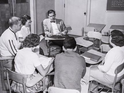 Dr. Cal Seerveld converses with students.