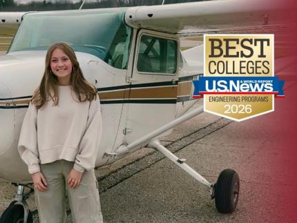 Ava Ibrahim, a sophomore from Whitinsville, Mass., is a part of the recently added aerospace engineering program at Calvin University.