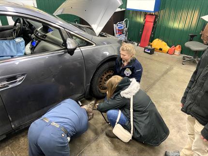 Grace Ann Kroondijk (center in blue jacket) is a student leader at the University of Guelph (Ontario) campus ministry.