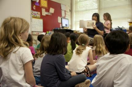 Kids sitting in a classroom