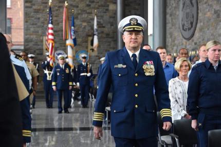 Capt. Thomas Walcott during service to install him as U.S. Coast Guard Chaplain.