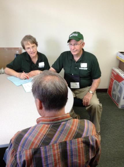 World Renew volunteers conduct interview in Estes Park.