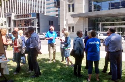 People gather for prayer vigil.