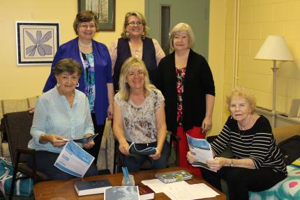 Susan Cayabyab (center) led her Rejoice Bible Study group through the BTGMI lessons on the Seven Deadly Sins. L-R: Bettyanne Adams, Margaret Wiens, (Susan), Amelia Vargas, Shirley Braun, Shirley Gray 