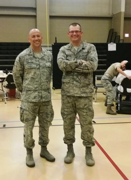 Chaplain Joe Kamphuis (right) and Major Chris Gavaldon; a medical care provider, went to Assumption Parish in Louisiana during annual training in July.