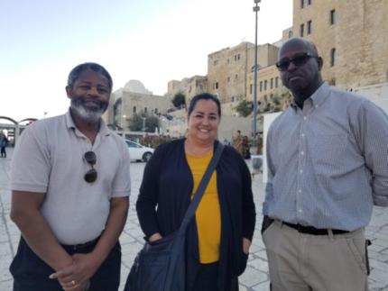 Rev. Reggie Smith, Rev. Shannon Jammal-Hollemans, and Colin Watson are in Palestine this week as part of a delegation of Christians working for Middle East peace.