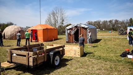 A team of Calvin engineering students tested their senior project against teams from Arkansas, Iowa, Kansas, Kentucky, Texas, and South Korea.
