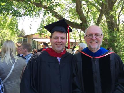 Chad Van Ginkel and Bob Keeley, director of the Distance Learning Program, at seminary graduation