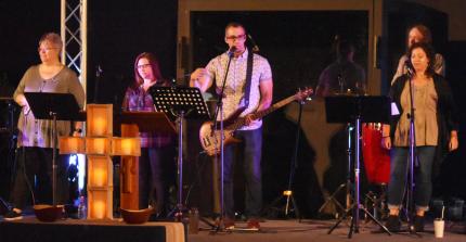 Josue Gonzalez and his team lead worship at Rockwood United Worship.