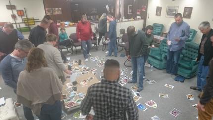 Youth ministry champions participate in a leadership exercise at a gathering in Ancaster, Ont.