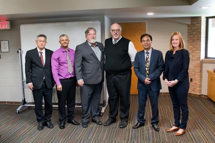 Ecumenical Guests to Synod 2019 (l-r) Hirotsugu Mochida, William Julius, Peter Noteboom, Gustav Claassen, Chan Thleng, Monica Schaap Pierce