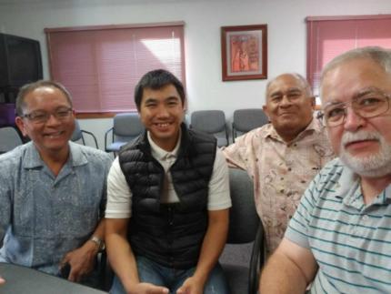 (left to right) Fernando del Rosario, Mal Sawm Thanga, Fatu Auau, and RCA elder Randy Karcher met to talk about Chin Christian Reformed Church in North Syracuse, N.Y.