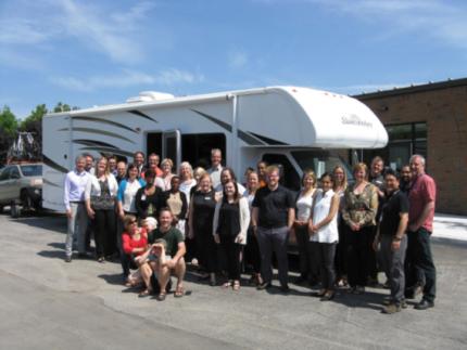 Jeremy Benjamin and his family stopped at the Canadian office of the CRCNA on their way to Charlottetown, P.E.I., to start a cross-Canada tour.
