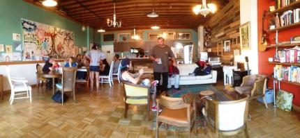 People gather in the 'living room' in Seattle.