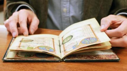 This manuscript is the calendar section of a prayer book that dates back to circa 1200 A.D. 