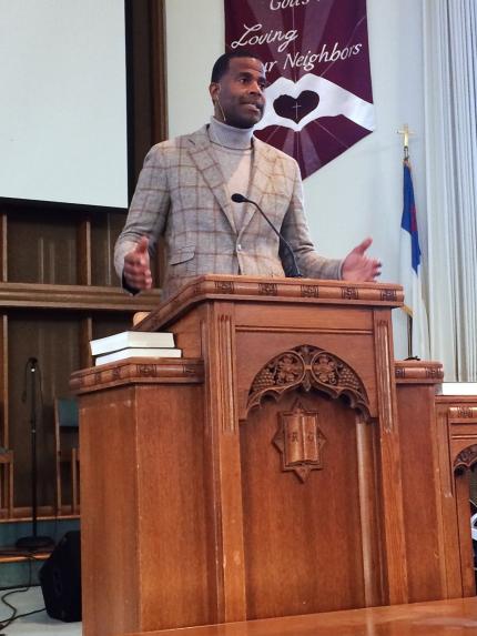 Pastor Dimas Salaberrios, president of Concerts of Prayer Greater New York, speaking at Prayer Summit.