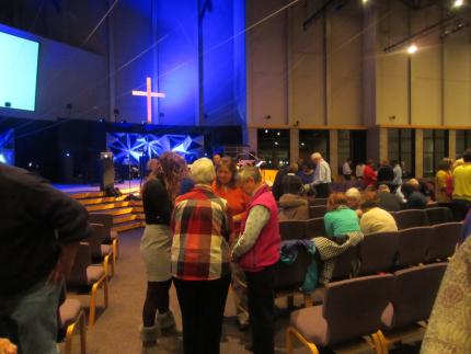 Participants in the West Michigan Regional Prayer Summit take time for prayer.