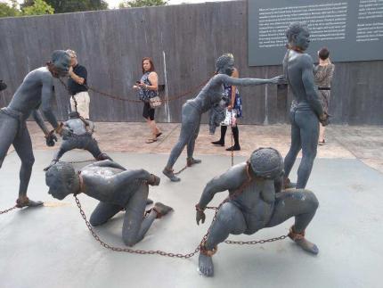 A sculpture at the National Memorial for Peace and Justice