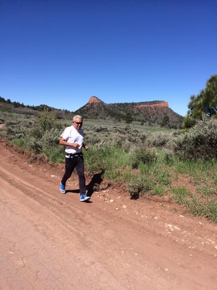 Richard Silversmith jogging through Bears Ears National Monument