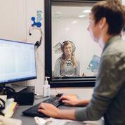 Rachel Pipe, audiologist, performs a comprehensive hearing assessment in one of  the clinic's two fully equipped sound booths.