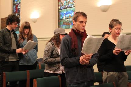 People gather for "Wine Before Breakfast"